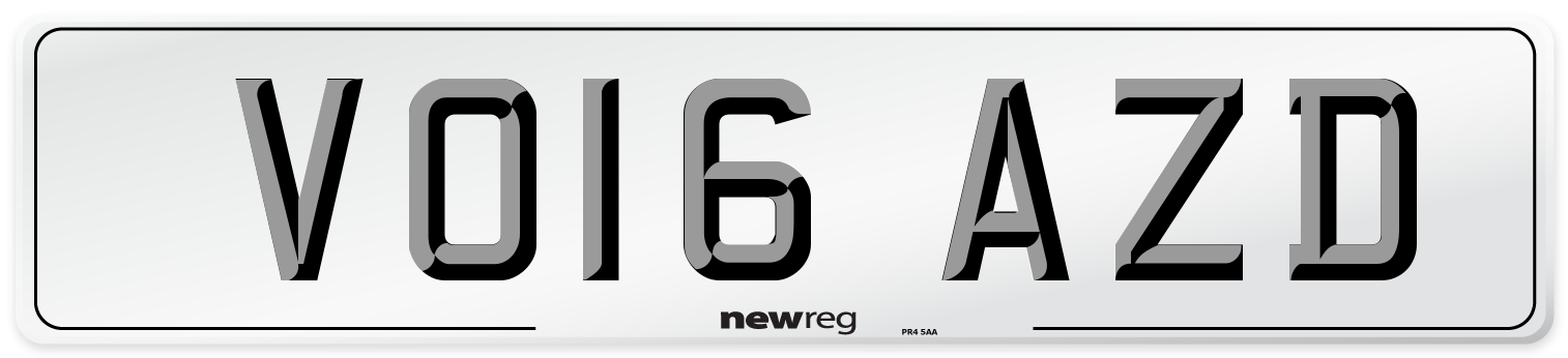VO16 AZD Number Plate from New Reg